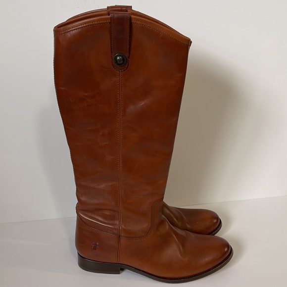 Frye Tall Boots Melissa Button Cognac Size 9.5 - Picture 2 of 12